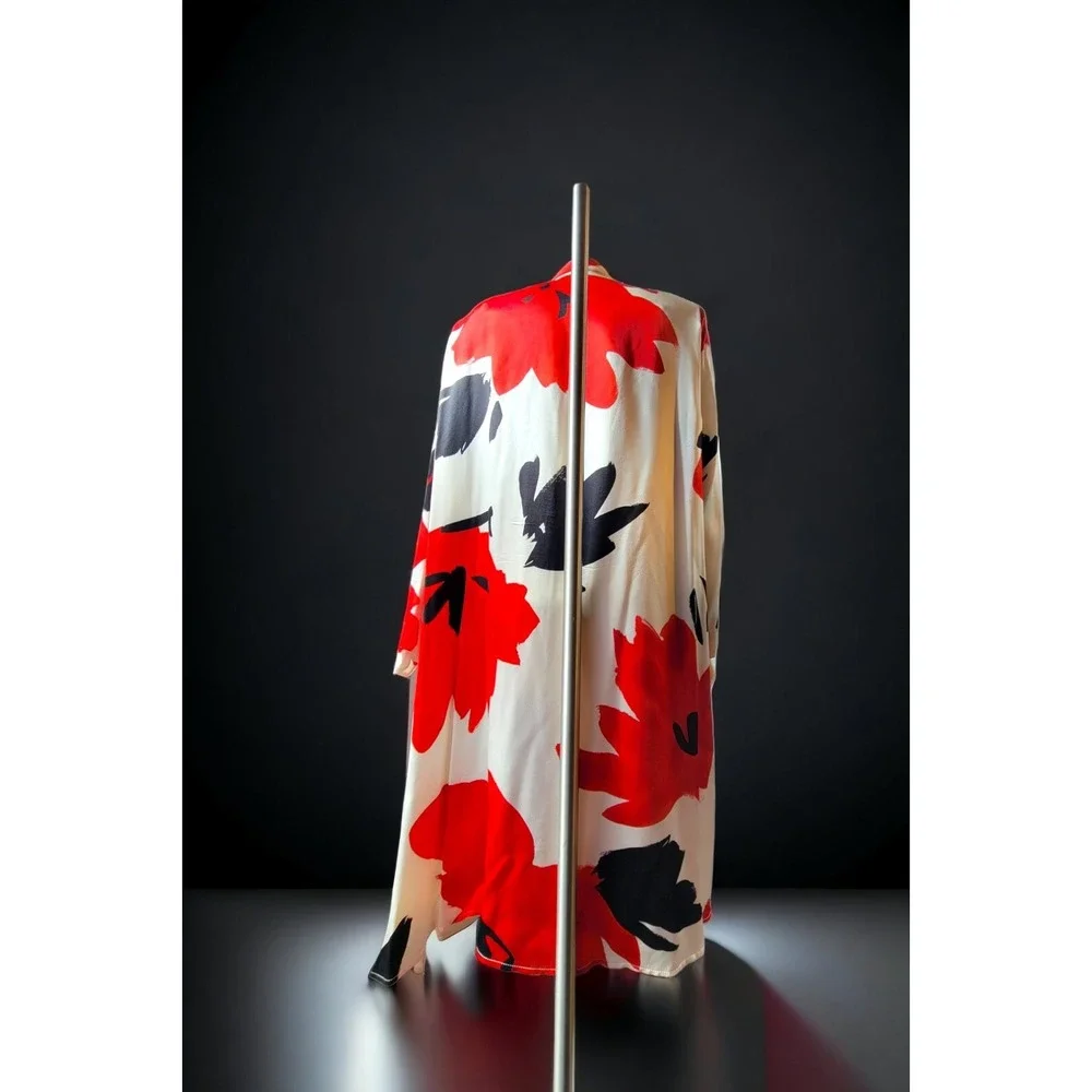 Vintage USA Pure SILK Voluminous Donna Karan Bold Floral Jacket Kimono Overpiece